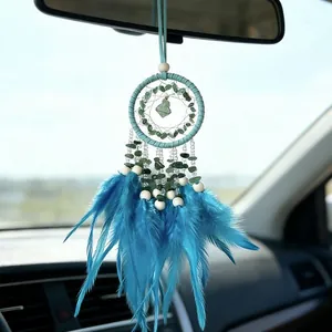 Atrapasueños para Coche Decoración Colgante Con Piedra Semipreciosa Natural Borla de Plumas Bohemio Decoración de Pared Hecho a Mano