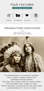 Infografía sobre el significado del atrapasueños indio y sus características artesanales