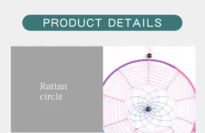 Detailansicht des komplizierten pinkfarbenen und violetten Traumfänger-Rattankreises