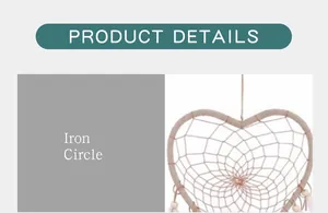Detailed view of the heart-shaped iron frame and weave of a white dreamcatcher