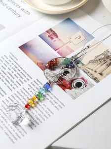 Detail of Tree of Life dreamcatcher ornament with colorful natural crushed stones