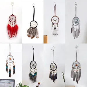 Atrapasueños de Hierro Hecho a Mano Decoración de Pared Con Plumas Cuentas Minimalista Boho Hogar Ornamento Coche Colgante Regalo