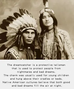 Ritratto d'epoca di nativi americani che spiega il patrimonio culturale dei dreamcatcher