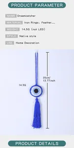 Handmade crochet Evil Eye wall hanging with tassel for home or car decor ornaments