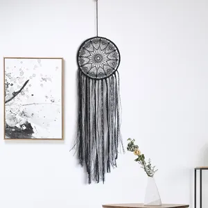 Handmade Evil Eye Dreamcatcher Triangle Black Woven Wall Decor Gothic Boho Tassel Hanging Decoration For Halloween Home Bedroom