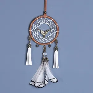 Nordische Stijl Hertenkop Dromenvanger Veer Wanddecoratie Ornament Voor Huis Slaapkamer Auto Decoratief Handwerk Cadeau