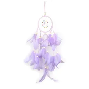 Acchiappasogni viola decorazione da appendere con piume e perline