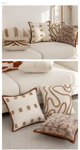 Housses de coussin texturées de style Maillard moderne avec motifs abstraits pour canapé
