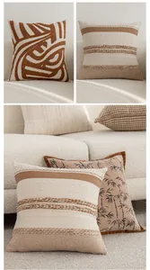 Housses de coussin décoratives style Maillard pour canapé avec motifs tricot et feuilles