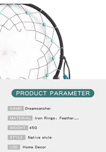 Spécification détaillée du produit et vue macro de l'attrape-rêves de style indigène
