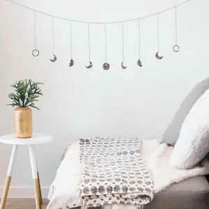 Bohemian Metal Moon Phase Wall Hanging Garland Iron Moon Cycle Home Decor For Living Room Bedroom Window Wedding Backdrop Gold Silver Rose Gold