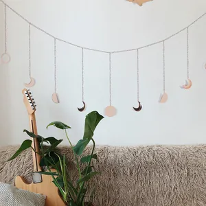 Bohemian iron moon phase wall hanging for minimalist home decor and wedding background