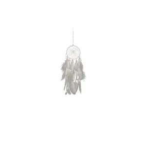 Atrapasueños blanco puro hecho a mano con plumas suaves para decoración pared de hogar