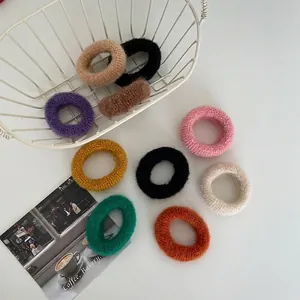 Gestrickte Wolle Haargummi Macaron Farbe Elastisches Haarband Dutt Haarseil Herbst Winter Mode Haarschmuck Für Damen