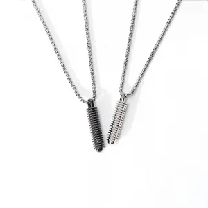 Collier Punk Hip Hop en Acier Titane avec Pendentif Pilier à Vis en Alliage Style Industriel Chaîne Vénitienne Longue Unisexe