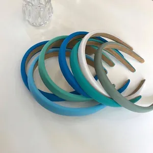 Diadema Acolchada de Esponja Estilo Coreano 2CM para Mujer Color Sólido Diadema de Realce Banda de Pelo Dulce Elegante de Tela