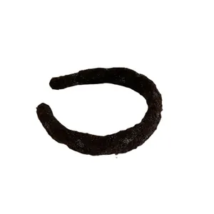 Fascia per capelli larga in maglia nera morbida ed elegante per autunno e inverno