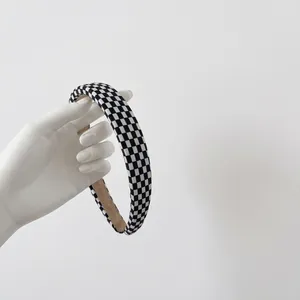 Cerchietto a scacchi bianco e nero da 2 cm, stile coreano INS elegante per capelli