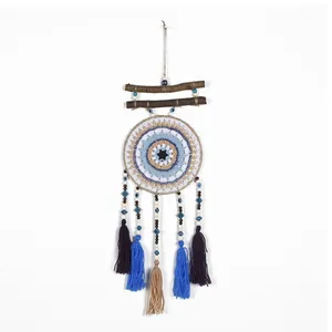Atrapasueños de pared bohemio hecho a mano Ojo Turco con borlas de colores y cuentas