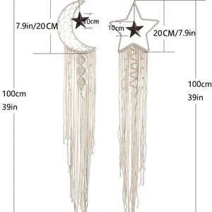 Juego de atrapasueños de macramé bohemio hecho a mano para decoración de pared
