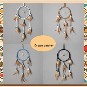 Attrape-rêves de style indien avec plumes et perles pour la décoration murale chic