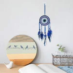 Acchiappasogni occhio blu con piume per decorazione murale della casa