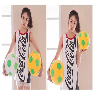 Soft large plush football toy featuring green and yellow pentagon stitched patterns