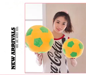Soft yellow and green plush football toy pillow for kids, comfortable mascot doll gift