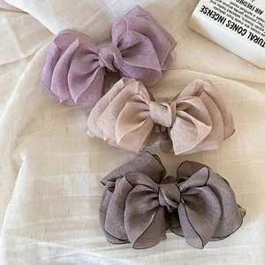 Elegante Pinza Para El Pelo Con Lazo De Malla En Capas Lazo Grande De Organza Pinza De Banana Accesorios Para El Cabello Para Mujer Banquete Diario