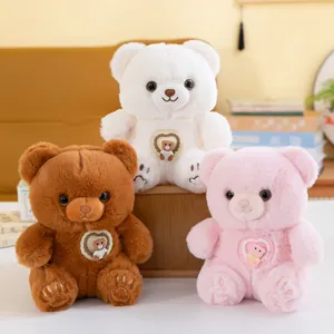 Süßer Teddybär Plüschtier Mit Drehbarem Herz Abzeichen Weicher Polyester Kuscheltier Für Kinder Geburtstag Geschenk Deko