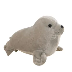 Peluche de león marino gris suave y mimoso, linda muñeca de animal marino de regalo
