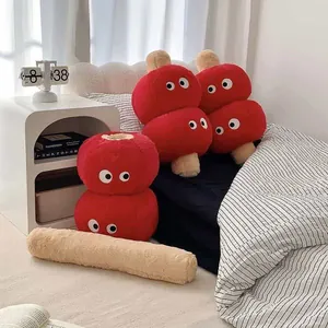 Creative Candied Hawthorn Plush Long Throw Pillow Detachable Red Hand Warmer Soft Polyester Decorative New Year Gift For Home