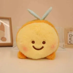 Close-up of a cute bee plush toy with a soft yellow body and a smiling face