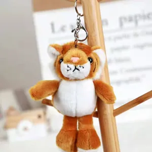 Mini Tiger Plush Toy Keychain Zodiac Tiger Backpack Pendant Cute Stuffed Animal Keyring For Bags Gifts For Kids Friends