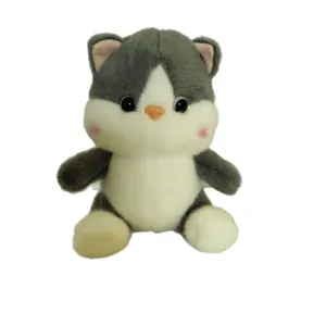 Soft adorable grey and white kitten plush stuffed animal toy for kids and girls gift