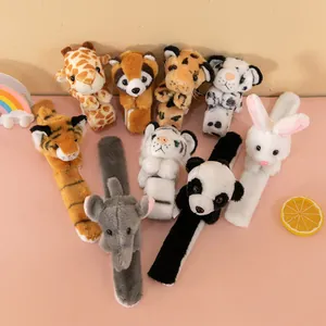 Set di braccialetti slap in morbido peluche animali per bambini con tigre e panda