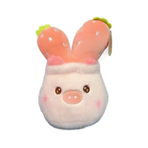 Adorable 8-inch pig cactus hybrid plush toy with soft pink fur texture for kids gift