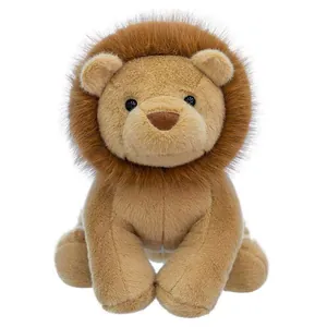 Adorable peluche de león suave con melena marrón y cara linda para regalo de niños