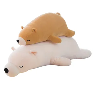 Paire de peluches ours polaires mignonnes en beige et marron pour cadeau enfant