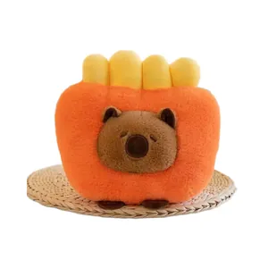 Peluche Capybara carino con design creativo di hamburger e patatine per regalo.