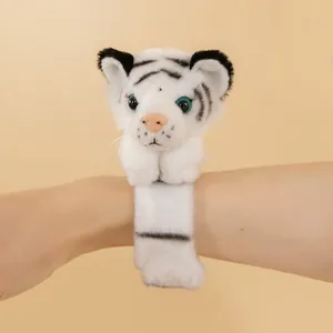 Plush white tiger slap bracelet toy for children zoo theme performance