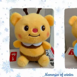 Schattige bijen-stijl teddybeer knuffel van 20 cm met geel bont en bruine strepen cadeau
