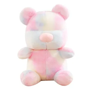 Cute tie-dye pastel teddy bear plush toy colorful stuffed animal for kids birthday gift
