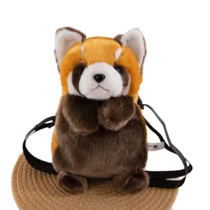 Adorable red panda plush crossbody bag with adjustable black strap for women and kids