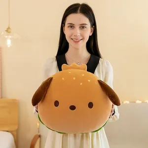 Schattige cartoon hond hamburger knuffel en zacht decoratief kussen voor de kinderkamer