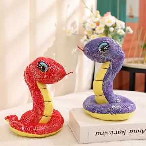 Peluches de serpiente con lentejuelas para el año de la serpiente 2025 en rojo y morado