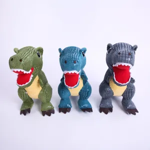 Tre simpatici peluche di dinosauro T-Rex in verde blu e grigio per regalo bimbi