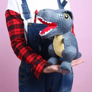Peluche di Tyrannosaurus Rex grigio per bambini, texture a squame realistica