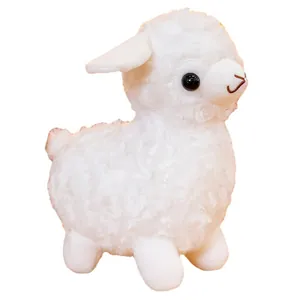 Adorable fluffy white alpaca plush toy with curly soft fur perfect for children gifts