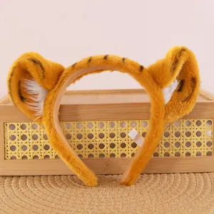 Pluchen tijgeroren hoofdband voor kinderen dierentuin thema feest accessoires set